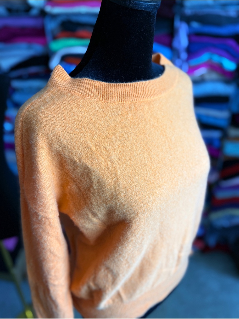 Soft Orange Crewneck Cashmere Sweater